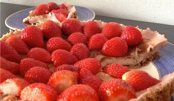 Aardbeien-cheesecake